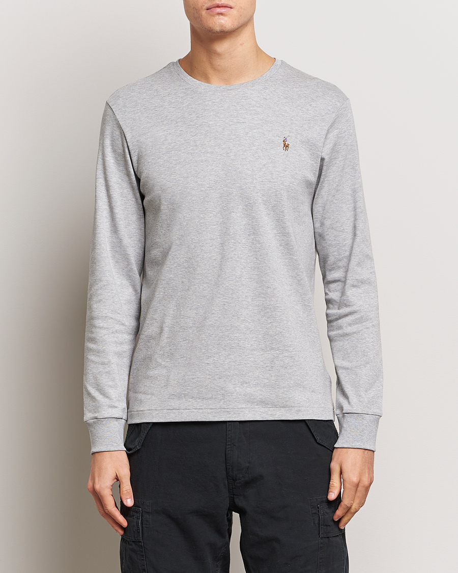 Hombres | Camisetas | Polo Ralph Lauren | Luxury Pima Cotton Long Sleeve T-Shirt Light Grey