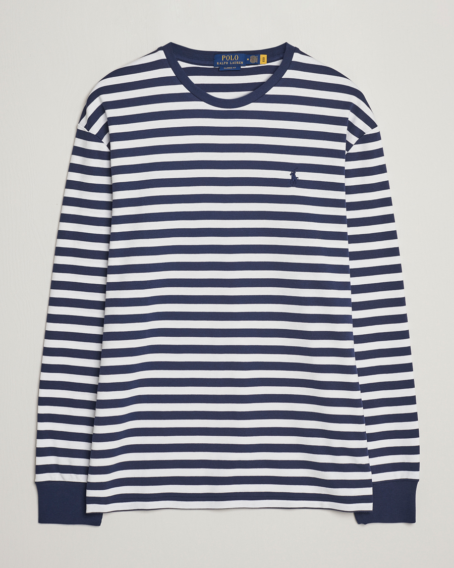 Hombres | Camisetas | Polo Ralph Lauren | Striped Long Sleeve T-Shirt Refined Navy/White