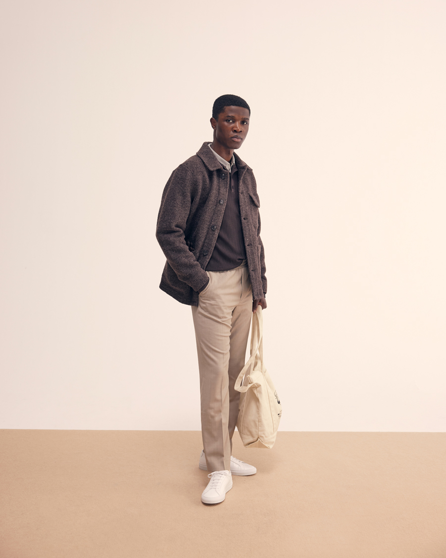 Hombres | Pantalones | Filippa K | Relaxed Terry Wool Trousers Sage Melange