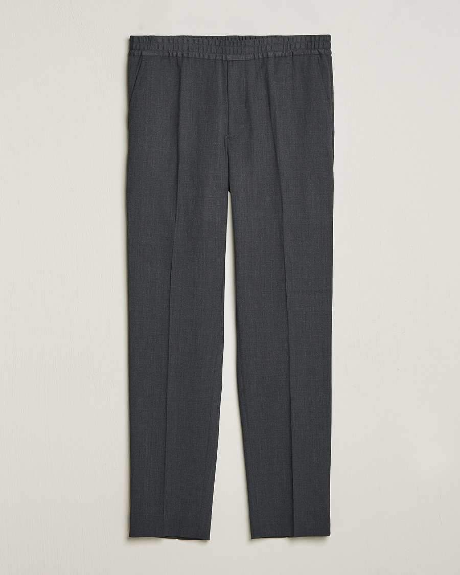 Hombres | Pantalones | Filippa K | Relaxed Terry Wool Trousers Dark Grey Melange