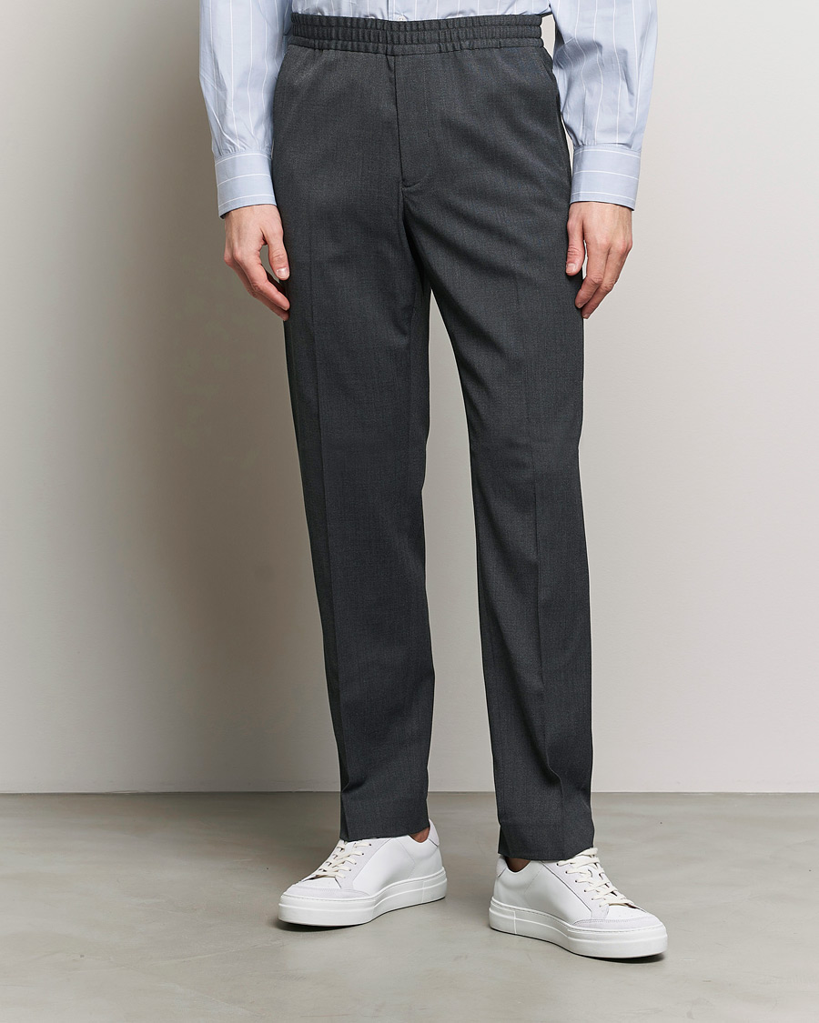 Hombres | Pantalones | Filippa K | Relaxed Terry Wool Trousers Dark Grey Melange