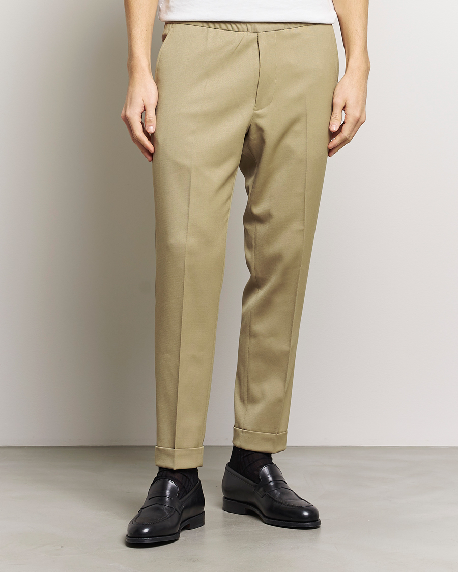 Hombres | Pantalones con cordón | Filippa K | Terry Cropped Trousers Sage Melange