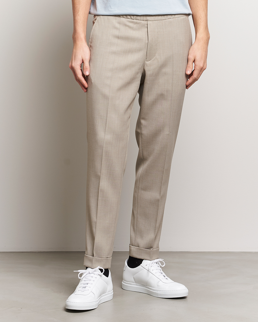 Hombres | Pantalones con cordón | Filippa K | Terry Cropped Trousers Light Khaki