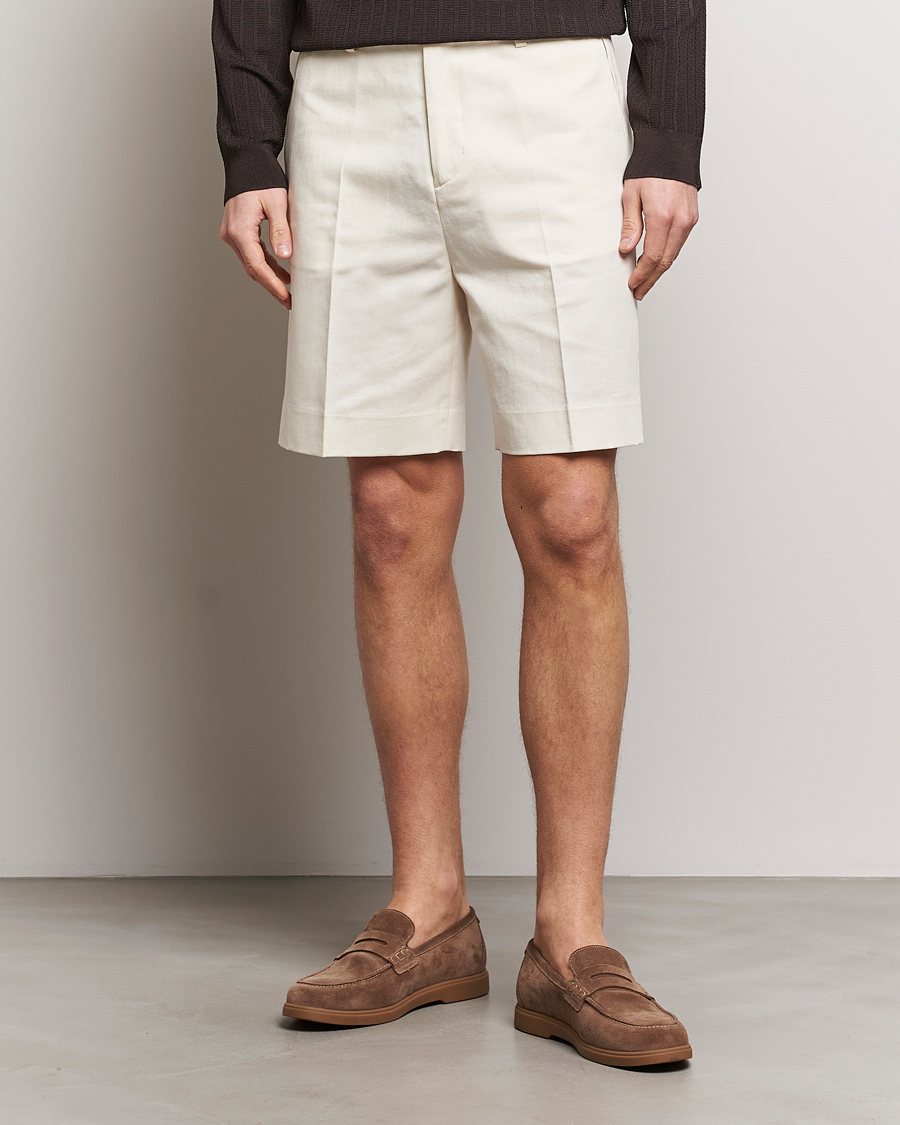 Hombres | Pantalones cortos chinos | Filippa K | Cotton/Linen Shorts Bone White