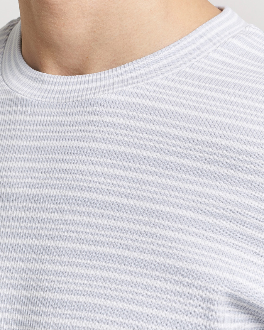 Hombres | Camisetas | Filippa K | Striped Rib T-Shirt Mist Blue/White