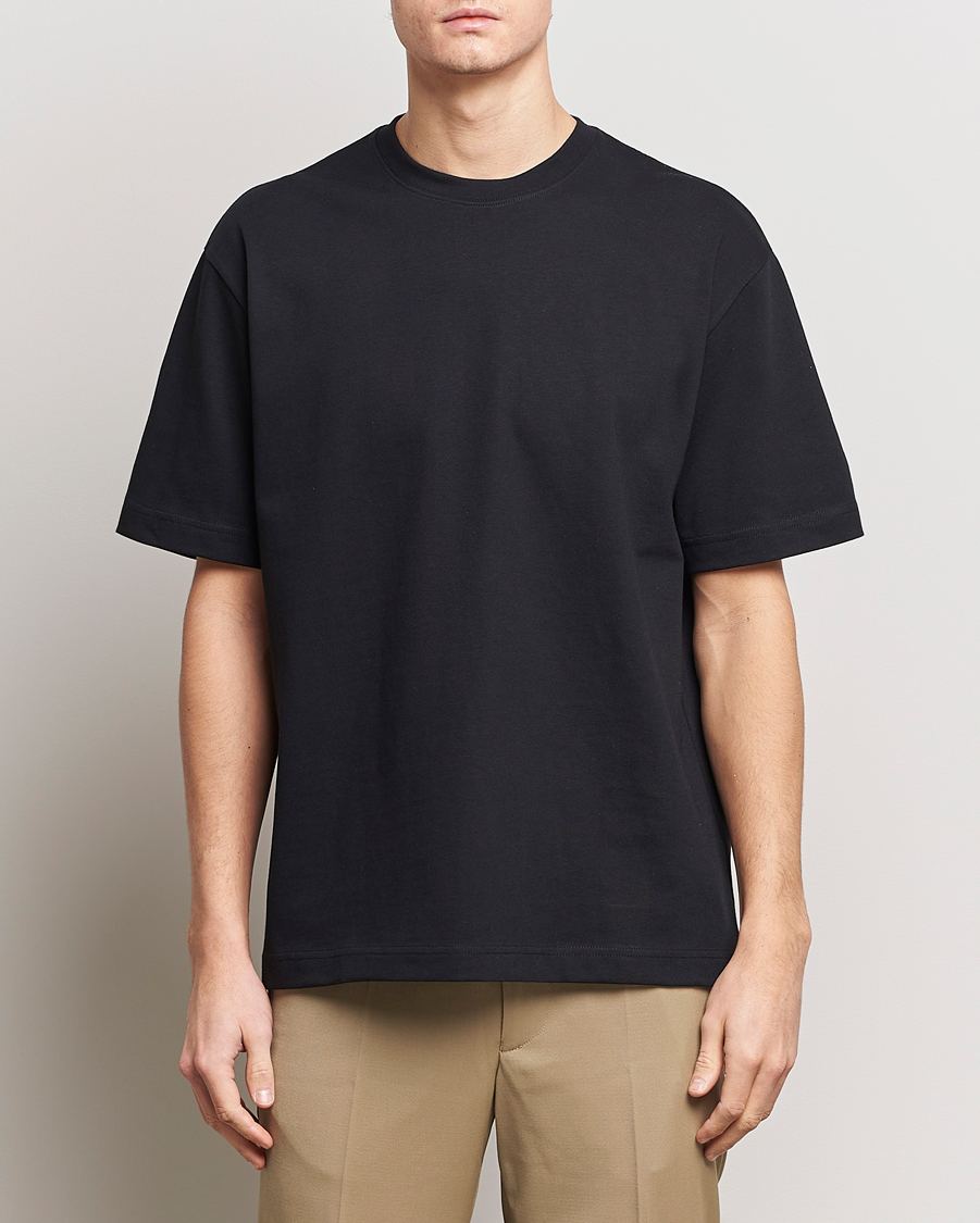 Hombres | Camisetas negras | Filippa K | Heavy Cotton Crew Neck T-Shirt Black