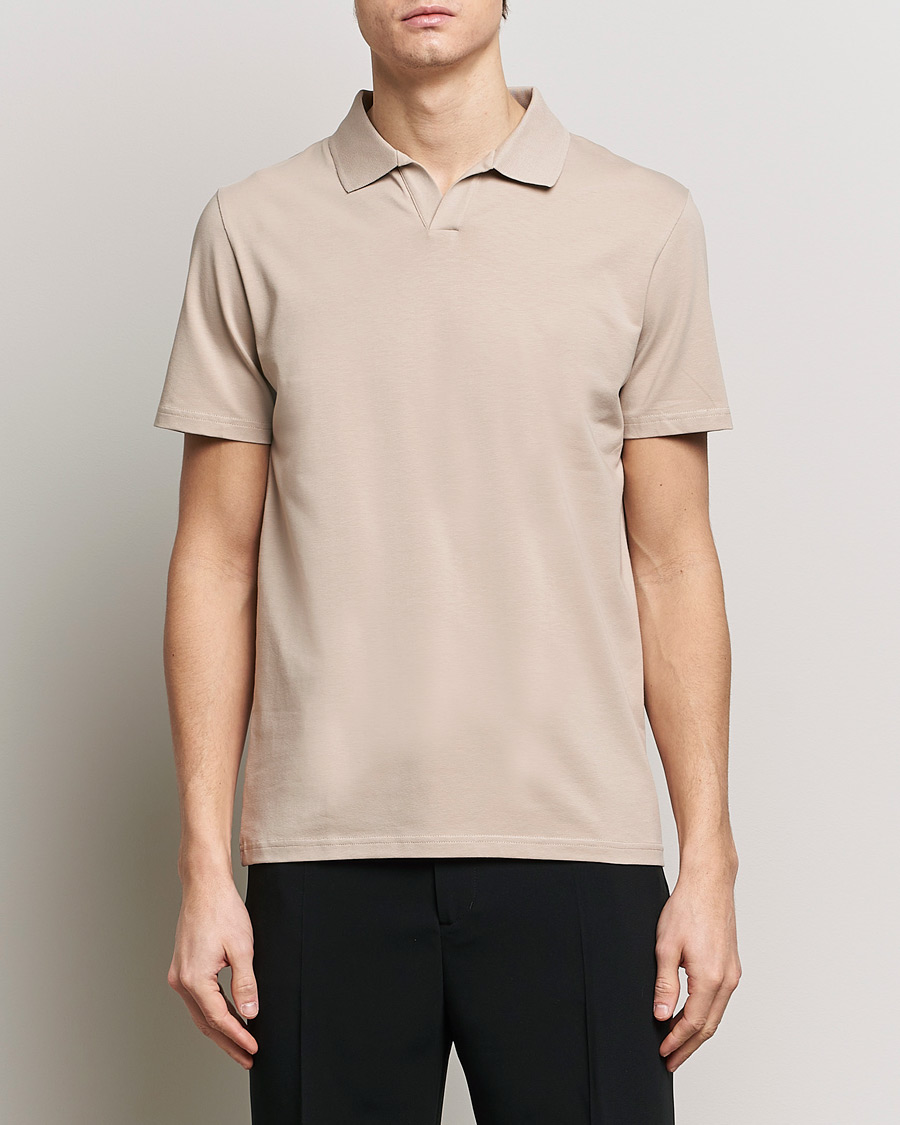 Hombres | Camisas polo de manga corta | Filippa K | Soft Lycra Polo T-Shirt Light Taupe