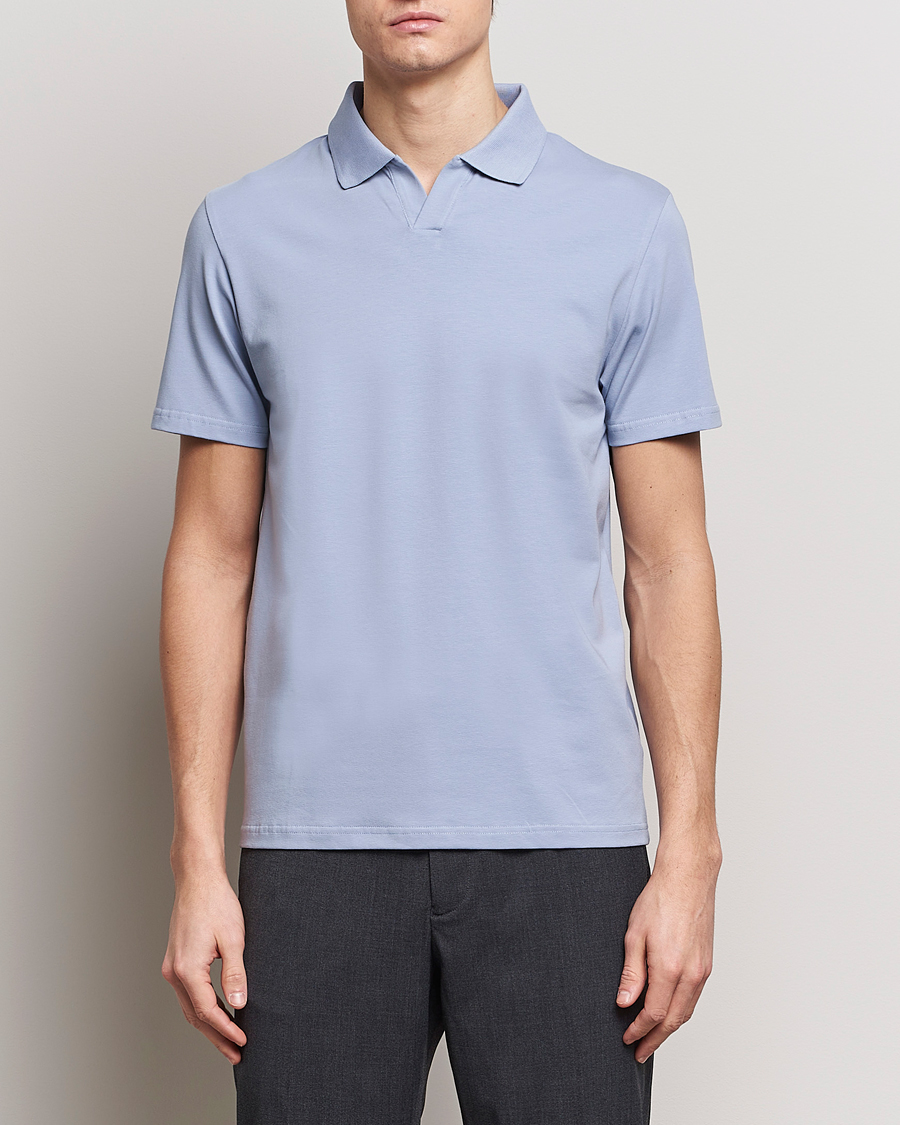 Hombres | Camisas polo de manga corta | Filippa K | Soft Lycra Polo T-Shirt Faded Blue