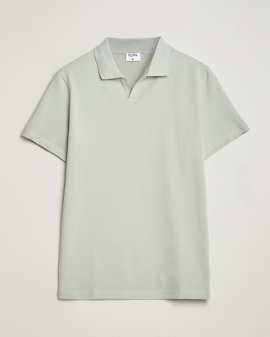 Hombres | Polos | Filippa K | Soft Lycra Polo T-Shirt Green Grey