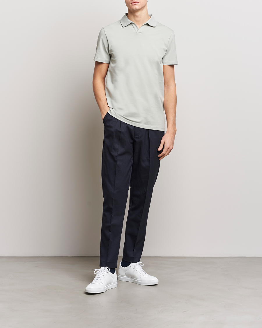 Hombres | Polos | Filippa K | Soft Lycra Polo T-Shirt Green Grey