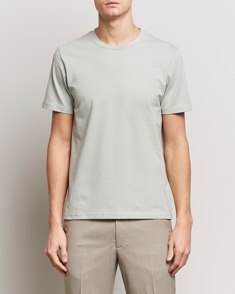 Hombres | Camisetas de manga corta | Filippa K | Soft Lycra T-Shirt Green Grey