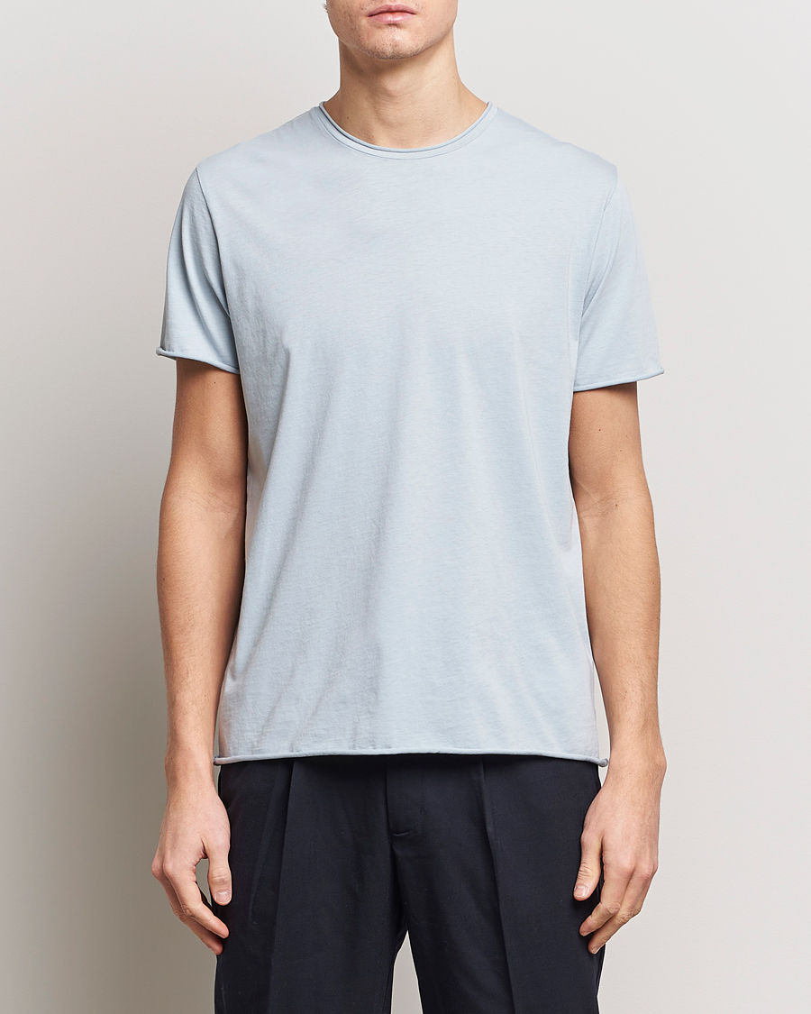 Hombres | Camisetas | Filippa K | Roll Neck Crew Neck T-Shirt Dove Blue