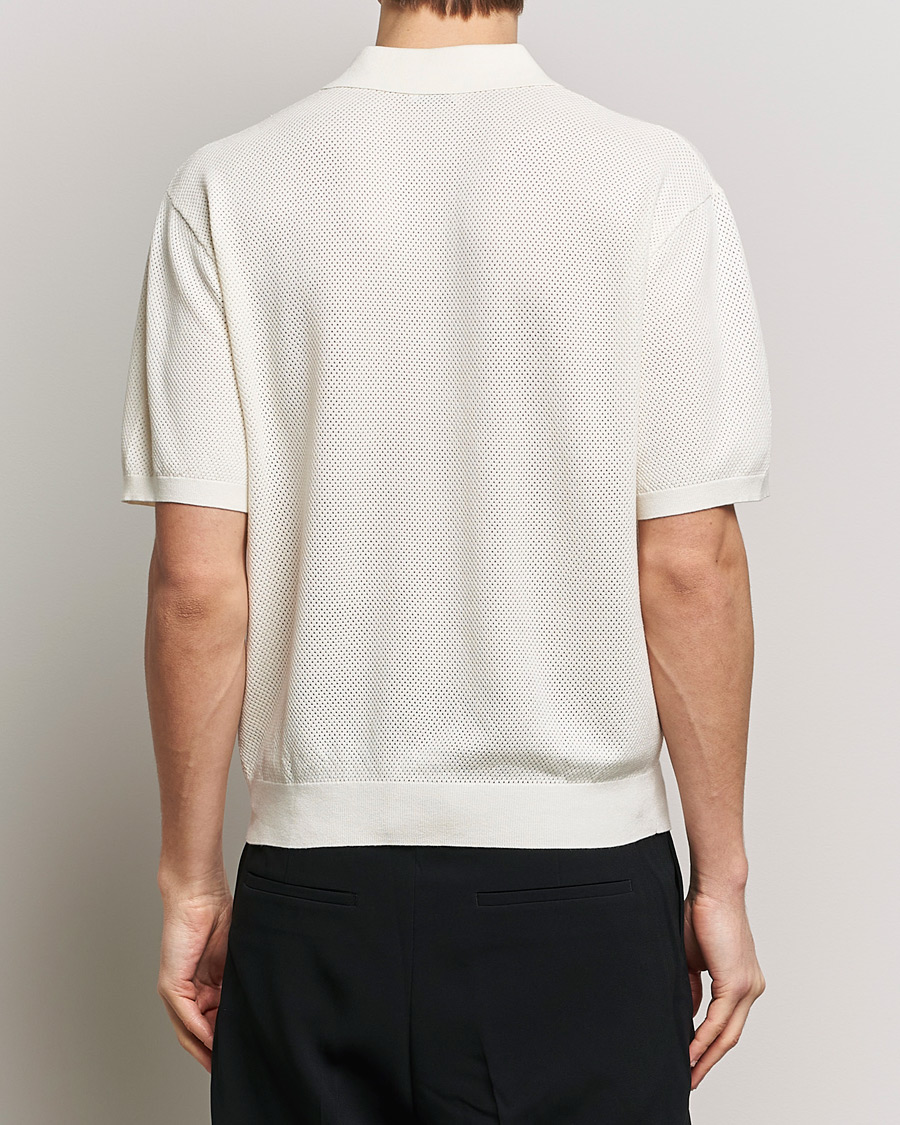 Hombres | Polos | Filippa K | Mesh Knitted Polo Chalk White