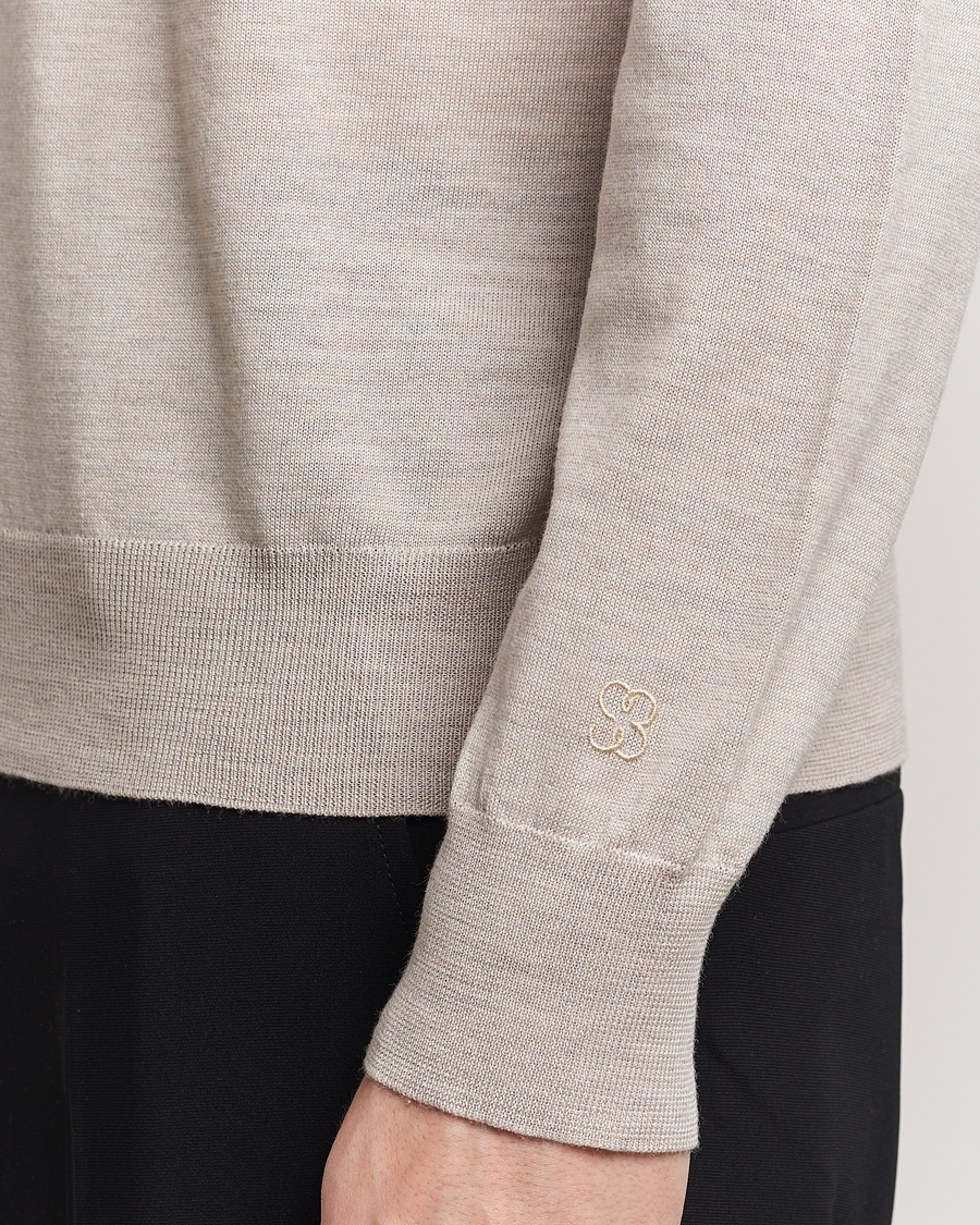 Hombres | Jerséis y prendas de punto | Filippa K | Merino Round Neck Sweater Beige Melange