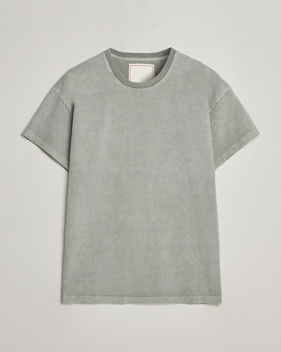 Hombres | Camisetas | Jeanerica | Marcel Heavy Crew Neck T-Shirt Washed Olive Green
