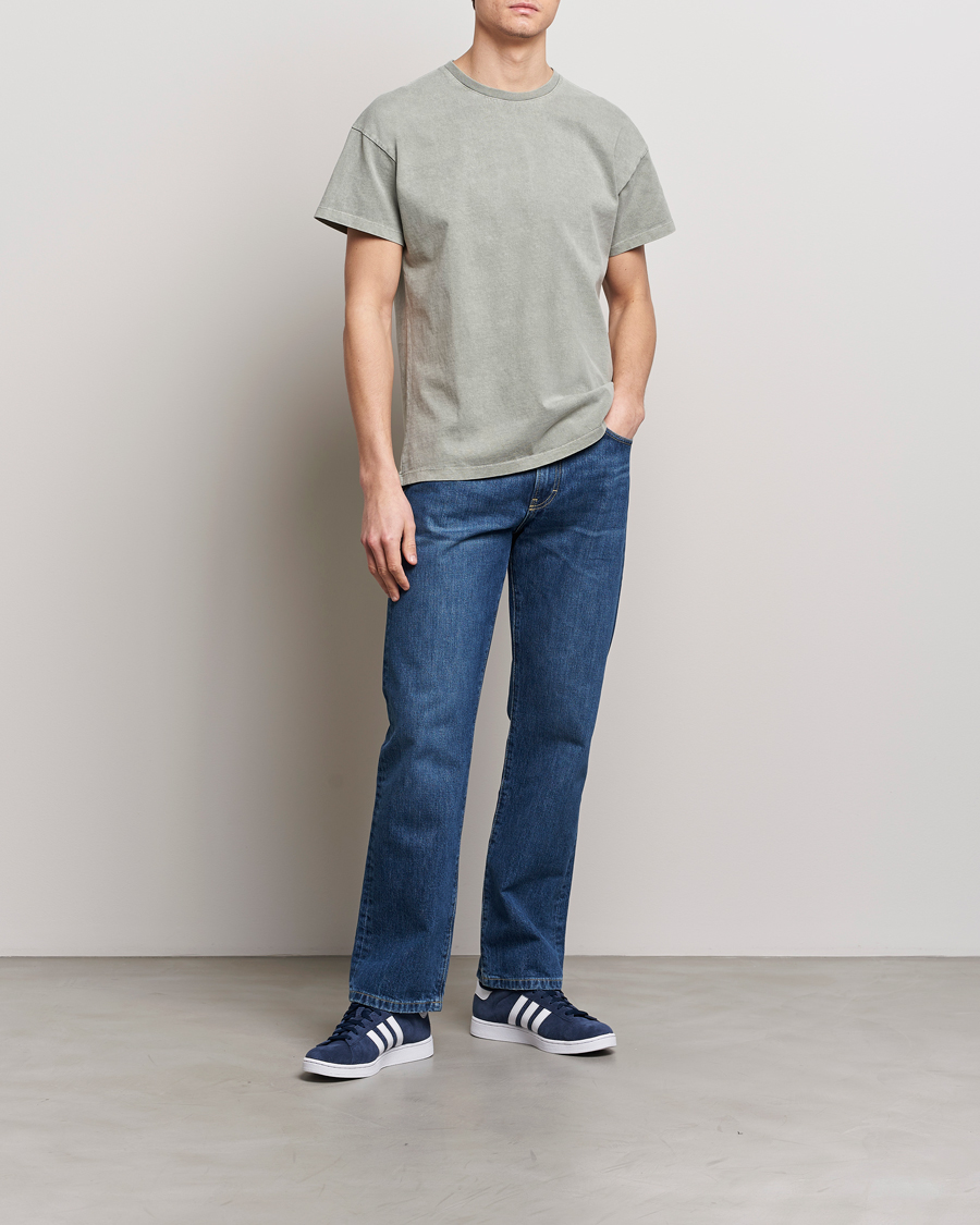 Hombres | Camisetas | Jeanerica | Marcel Heavy Crew Neck T-Shirt Washed Olive Green