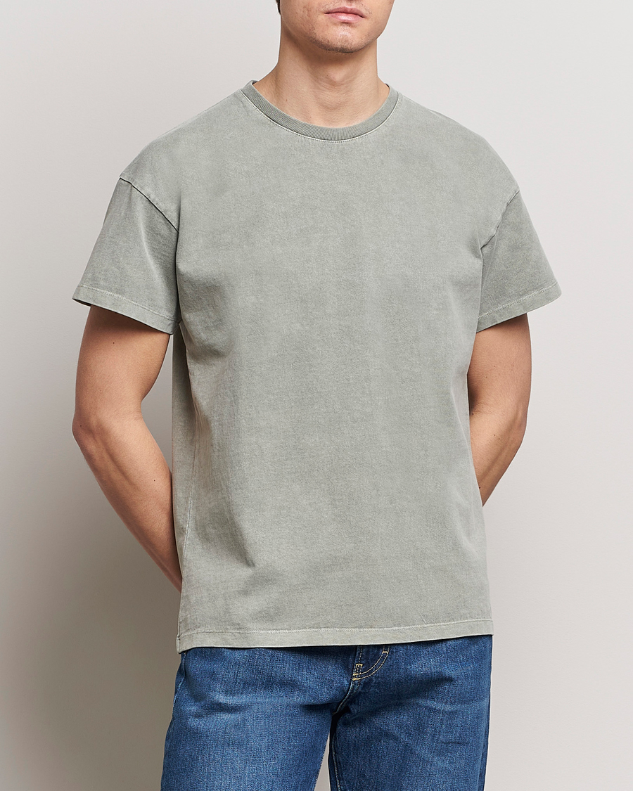 Hombres | Departamentos | Jeanerica | Marcel Heavy Crew Neck T-Shirt Washed Olive Green