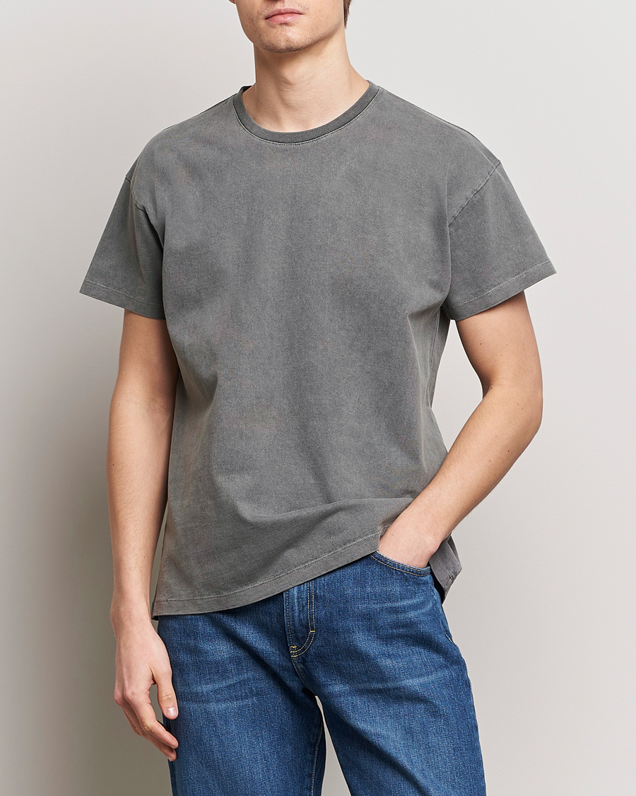 Hombres | Camisetas | Jeanerica | Marcel Heavy Crew Neck T-Shirt Washed Balck