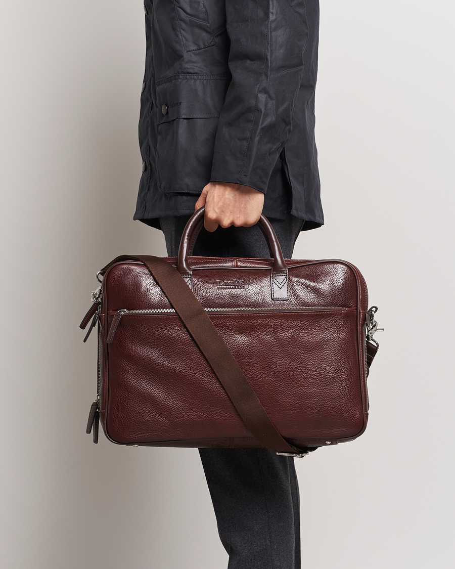 Hombres |  | Loake 1880 | Westminster Grain Leather Briefcase Dark Brown