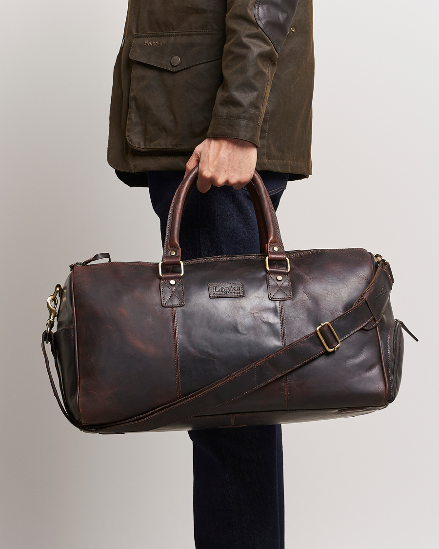 Hombres | Bolsos | Loake 1880 | Devon Leather Travel Bag Dark Brown