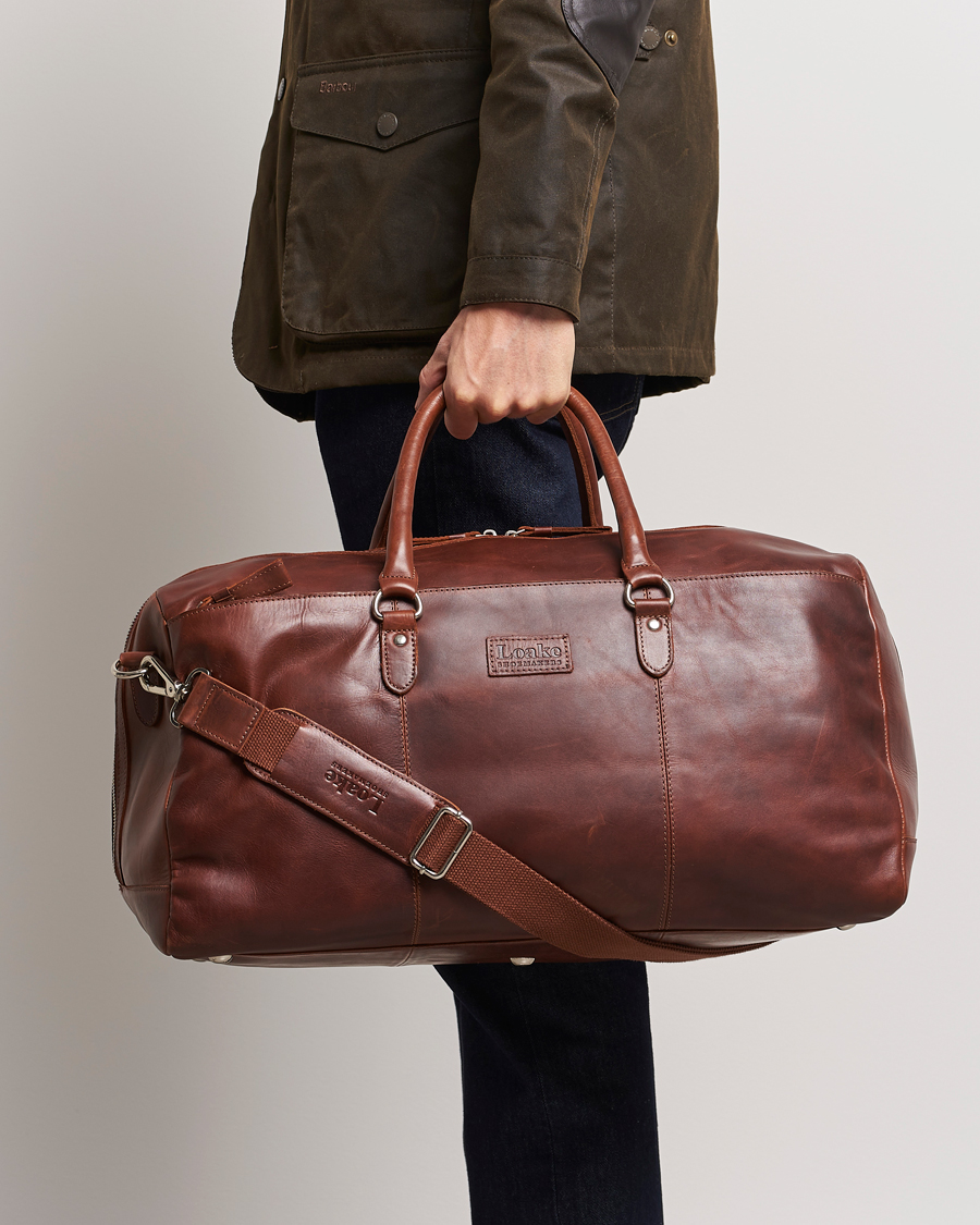 Hombres | Bolsas de fin de semana | Loake 1880 | Norfolk Leather Travel Bag Cedar