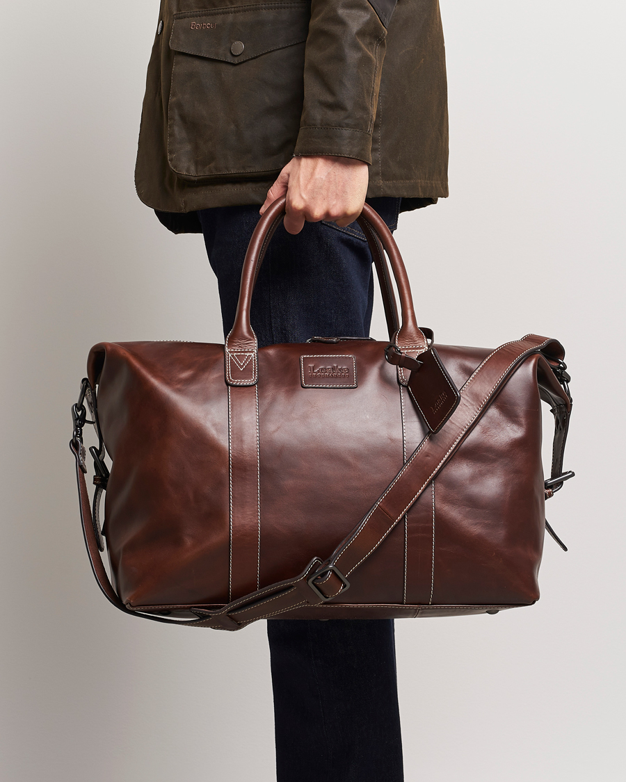 Hombres | Bolsos | Loake 1880 | Balmoral Veg Tanned Leather Overnight Bag Brown