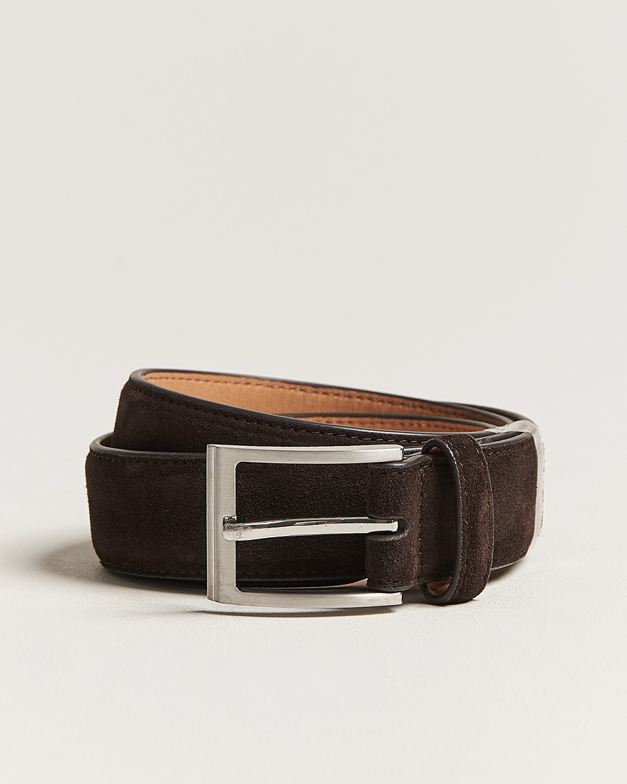 Hombres | Cinturones | Loake Shoemakers | William Suede Belt Dark Brown