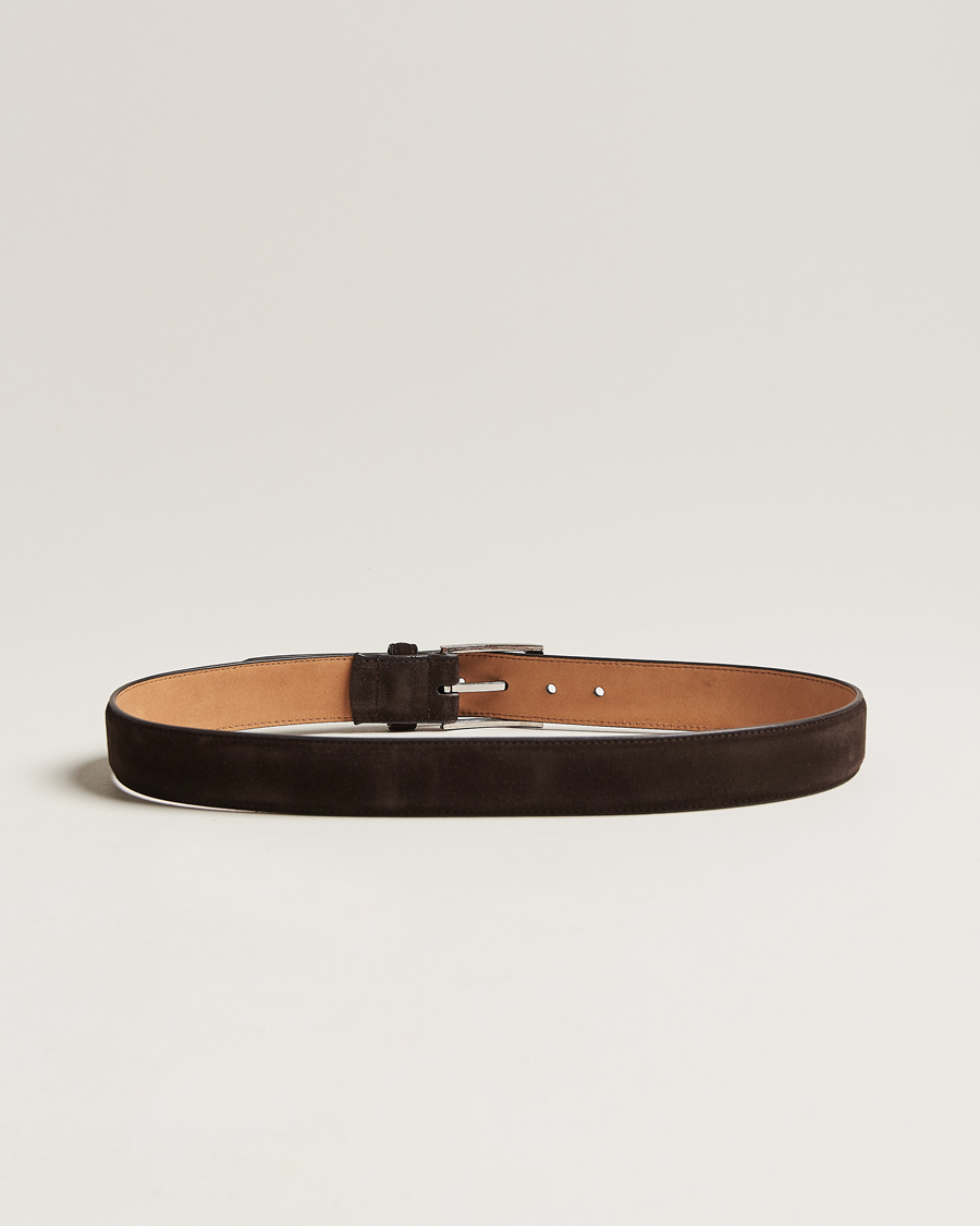 Hombres | Cinturones | Loake Shoemakers | William Suede Belt Dark Brown