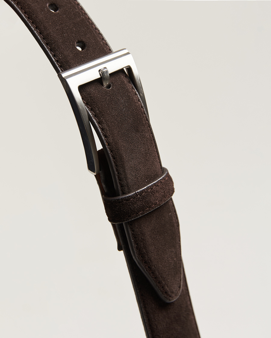 Hombres | Cinturones | Loake Shoemakers | William Suede Belt Dark Brown