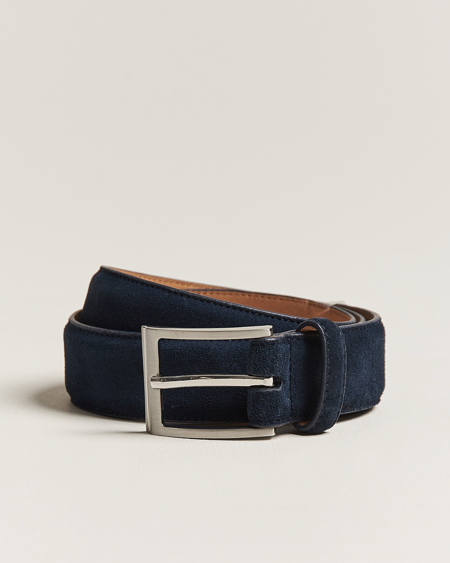 Hombres | Cinturones | Loake Shoemakers | William Suede Belt Navy