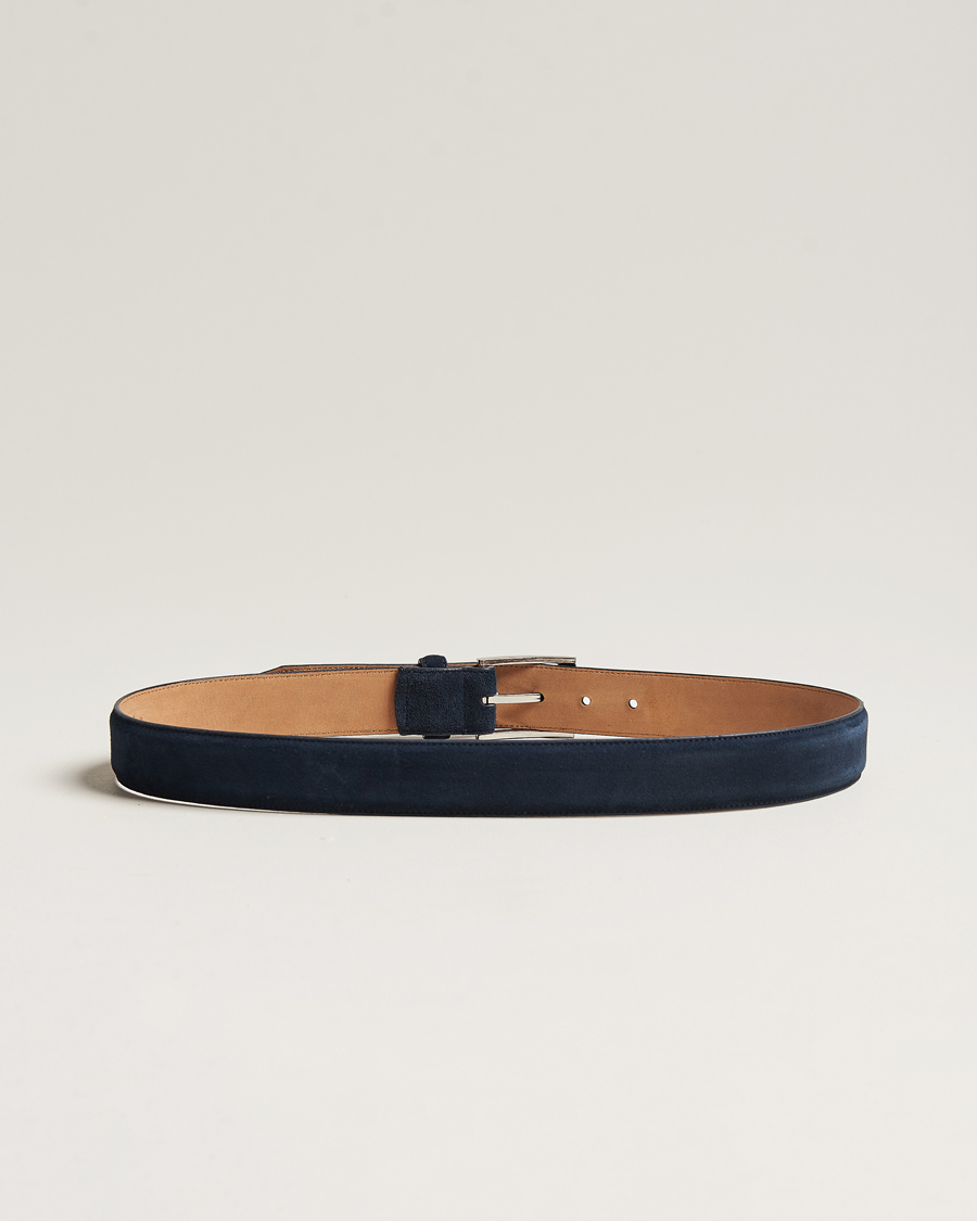 Hombres | Cinturones | Loake Shoemakers | William Suede Belt Navy