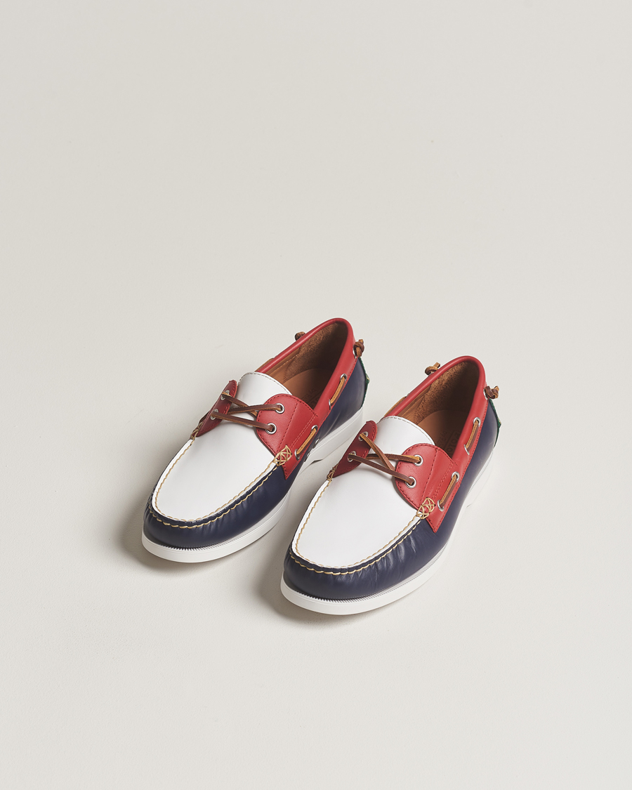 Hombres | Zapatos náuticos | Polo Ralph Lauren | Merton Leather Boat Shoe Red/White/Blue