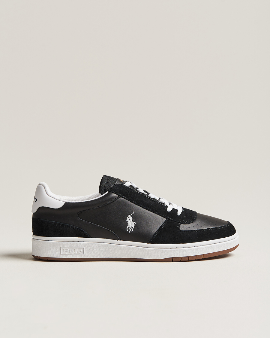 Hombres | Polo Ralph Lauren CRT Leather/Suede Sneaker Black/White | Polo Ralph Lauren | CRT Leather/Suede Sneaker Black/White