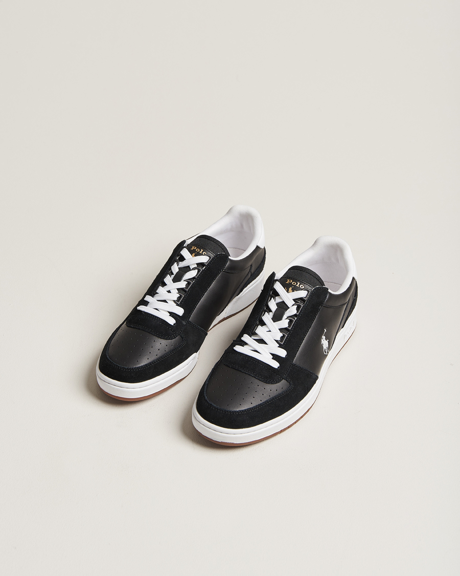 Hombres | Polo Ralph Lauren CRT Leather/Suede Sneaker Black/White | Polo Ralph Lauren | CRT Leather/Suede Sneaker Black/White