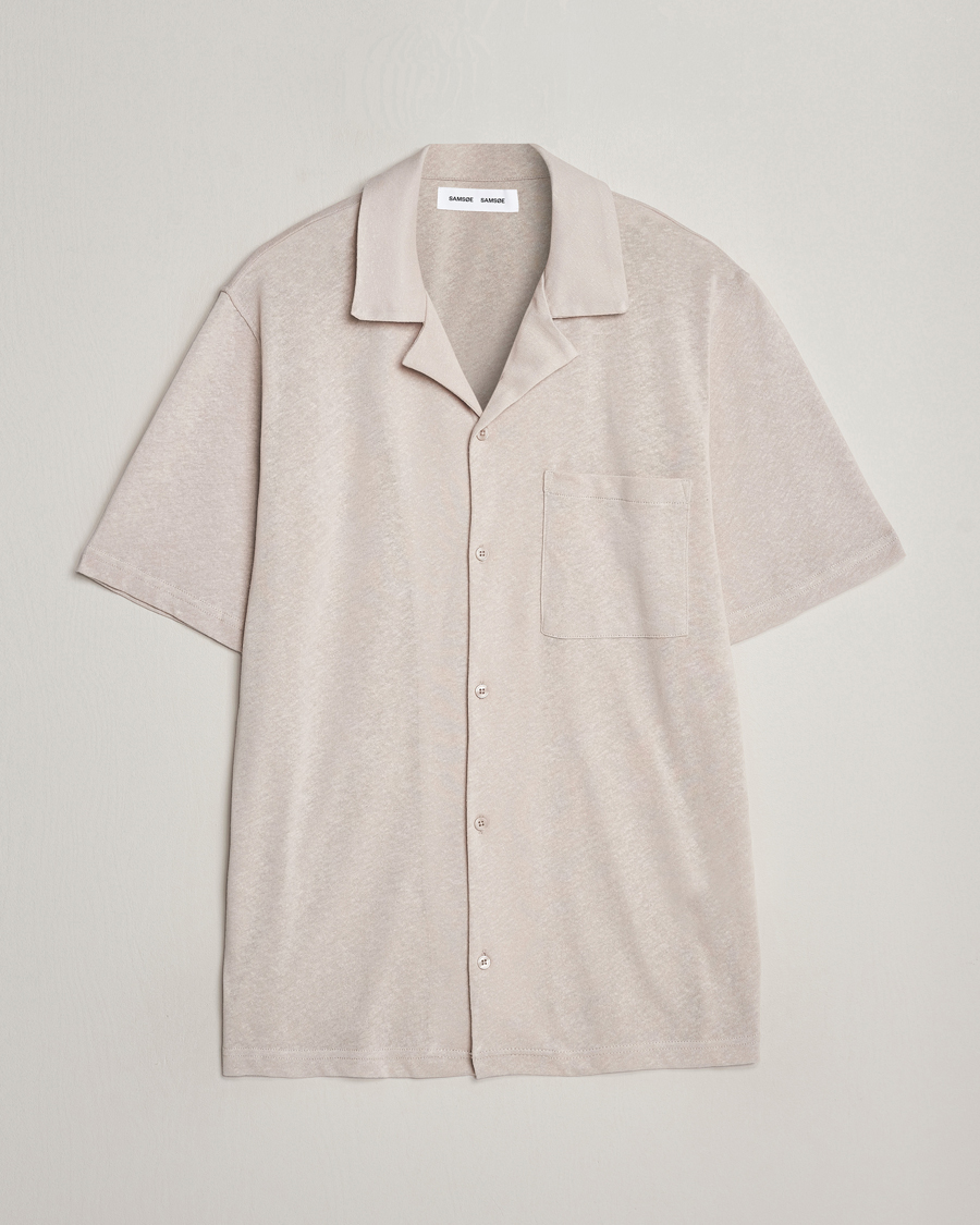 Hombres | Camisas | Samsøe Samsøe | Samartin Cotton/Linen Short Sleeve Shirt Moonstruck