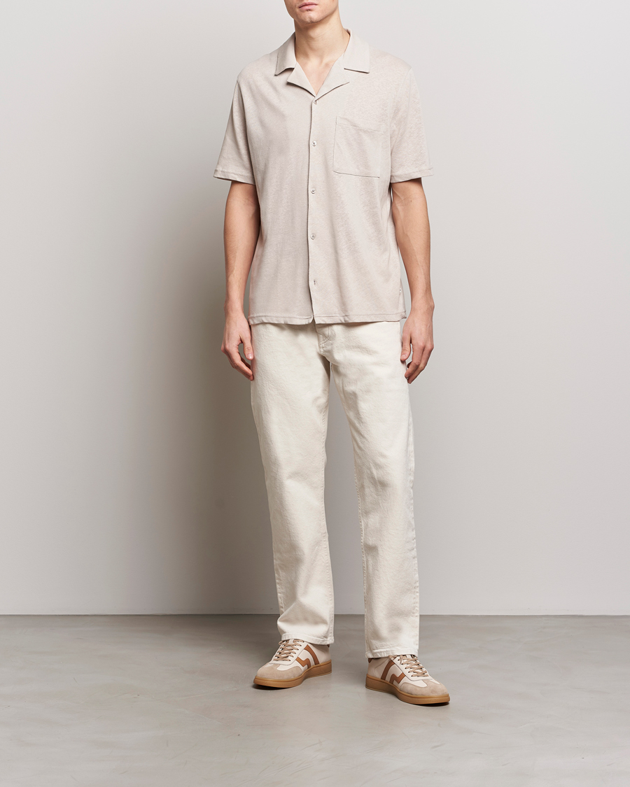 Hombres | Camisas | Samsøe Samsøe | Samartin Cotton/Linen Short Sleeve Shirt Moonstruck