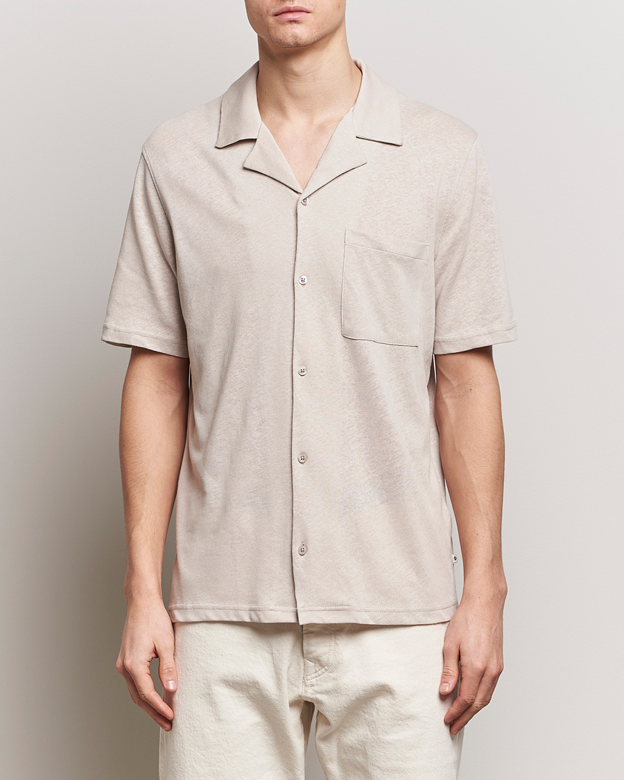 Hombres | Casual | Samsøe Samsøe | Samartin Cotton/Linen Short Sleeve Shirt Moonstruck