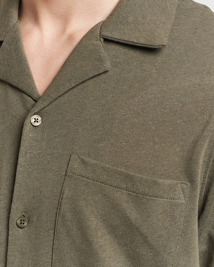 Hombres | Camisas | Samsøe Samsøe | Samartin Cotton/Linen Short Sleeve Shirt Dusty Olive
