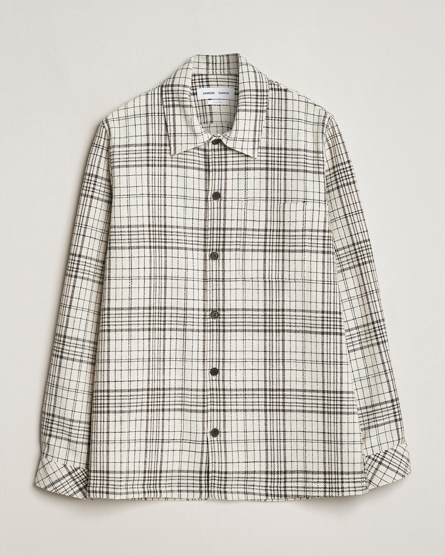 Hombres | Camisas | Samsøe Samsøe | Taka Checked Overshirt Dusty Olive/White