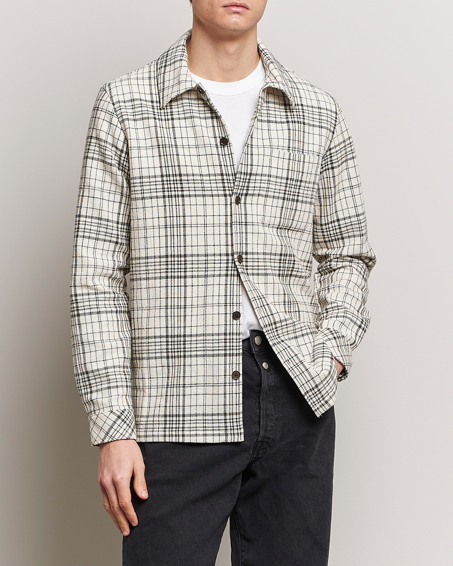 Hombres | Camisas | Samsøe Samsøe | Taka Checked Overshirt Dusty Olive/White