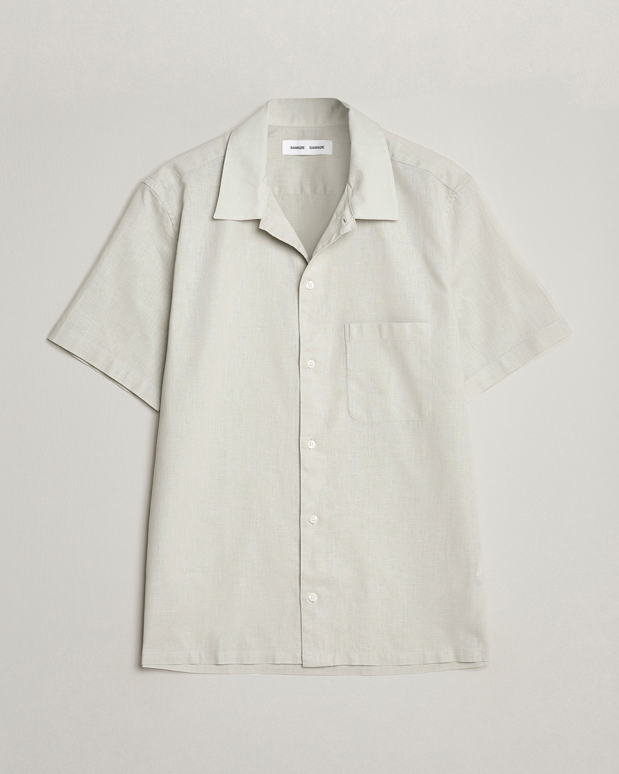 Hombres | Camisas | Samsøe Samsøe | Avan Linen/Cotton Short Sleeve Shirt Moonstruck