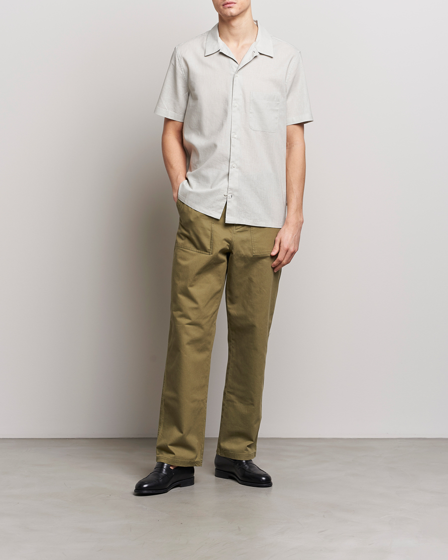 Hombres | Camisas | Samsøe Samsøe | Avan Linen/Cotton Short Sleeve Shirt Moonstruck