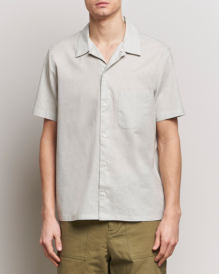 Hombres | Camisas | Samsøe Samsøe | Avan Linen/Cotton Short Sleeve Shirt Moonstruck