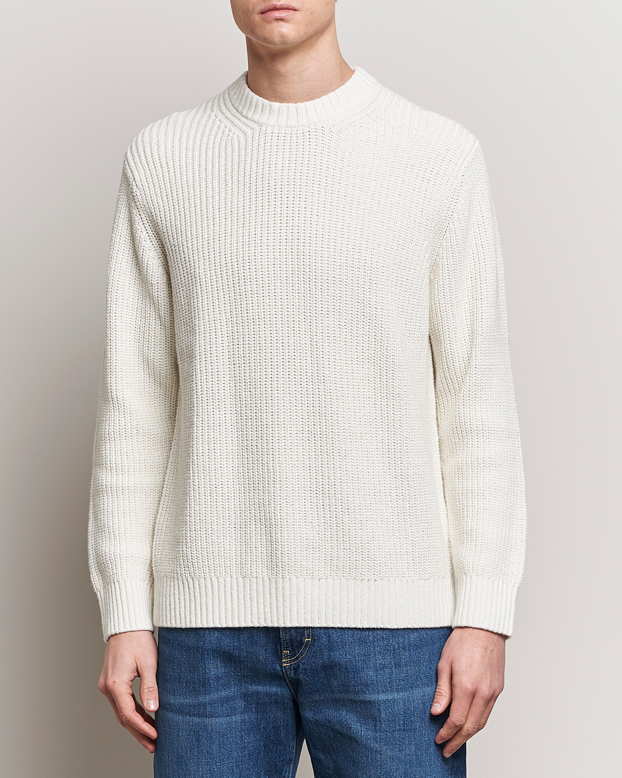 Hombres | Jerséis y prendas de punto | Samsøe Samsøe | Samarius Cotton/Linen Knitted Sweater Clear Cream