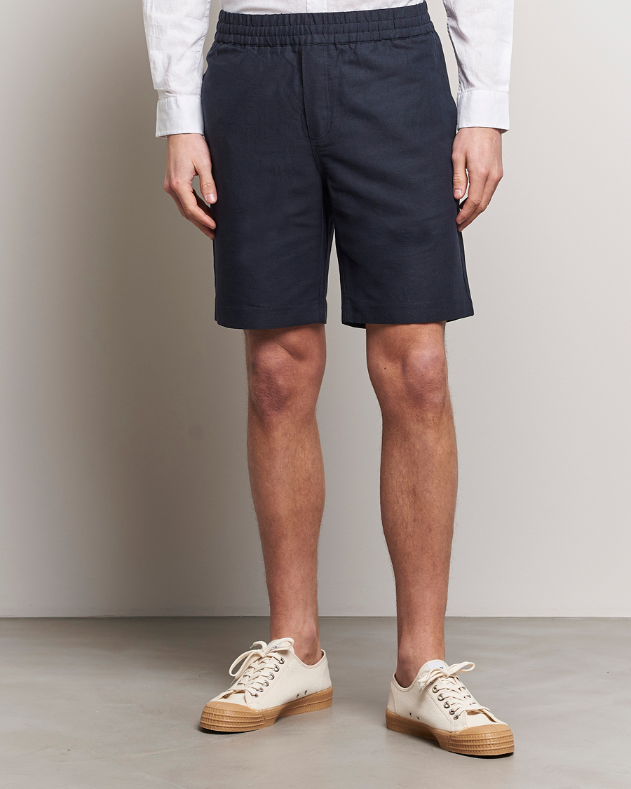 Hombres | Pantalones cortos | Samsøe Samsøe | Smith Linen/Cotton Drawstring Shorts Salute Navy