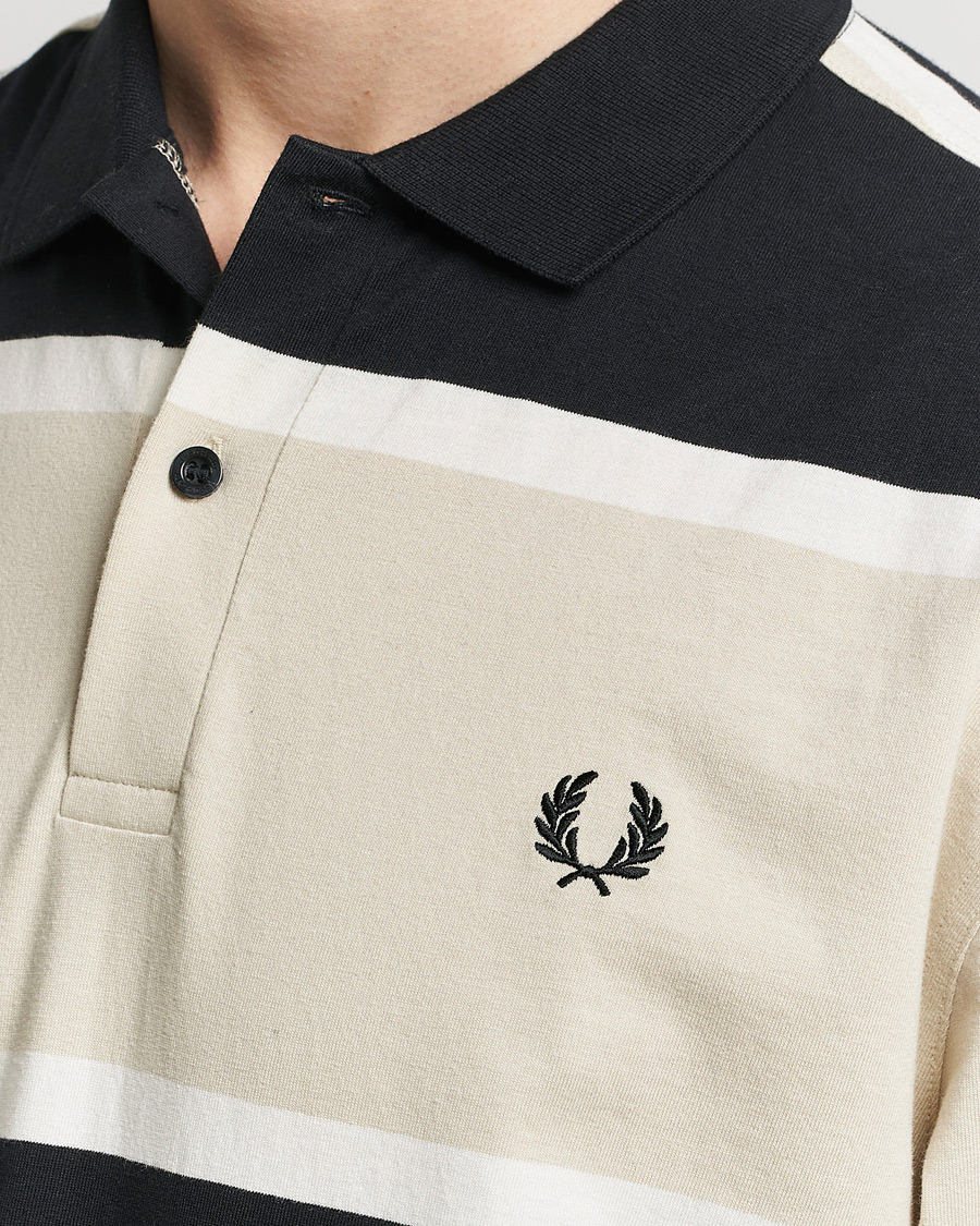 Hombres | Jerséis y prendas de punto | Fred Perry | Relaxed Striped Rugby Shirt Oatameal/Black
