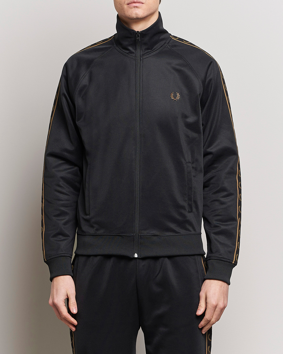 Hombres | Cremallera completa | Fred Perry | Taped Track Jacket Black