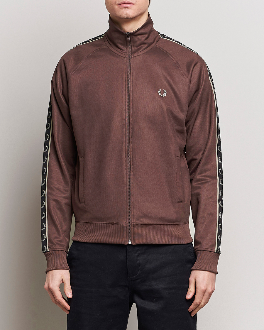 Hombres | Cremallera completa | Fred Perry | Taped Track Jacket Brick Red