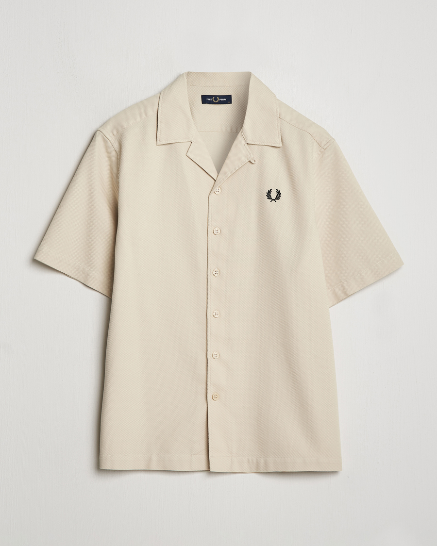 Hombres | Camisas | Fred Perry | Pique Textured Short Sleeve Shirt Oatmeal