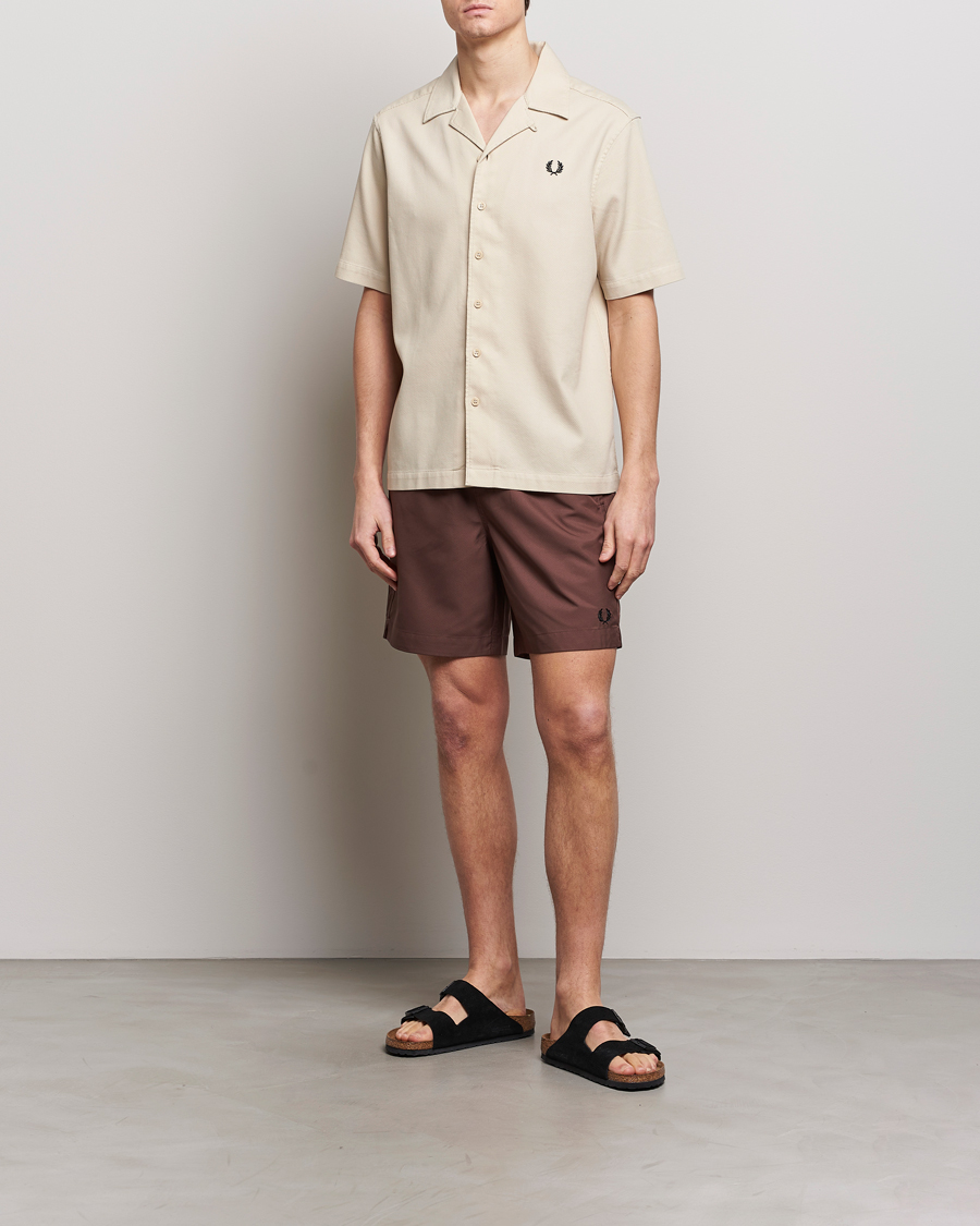 Hombres | Camisas | Fred Perry | Pique Textured Short Sleeve Shirt Oatmeal